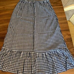 Rahi skirt, pull on midi, cotton, praire, blk and white, sz M, EUC, lined
